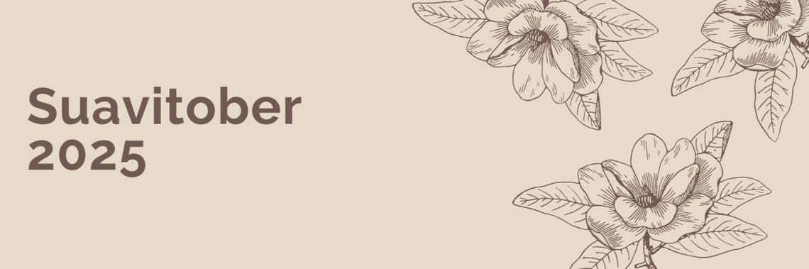 Imagen en la que aparecen flores dibujadas y el texto Suavitober 2025 en ella.